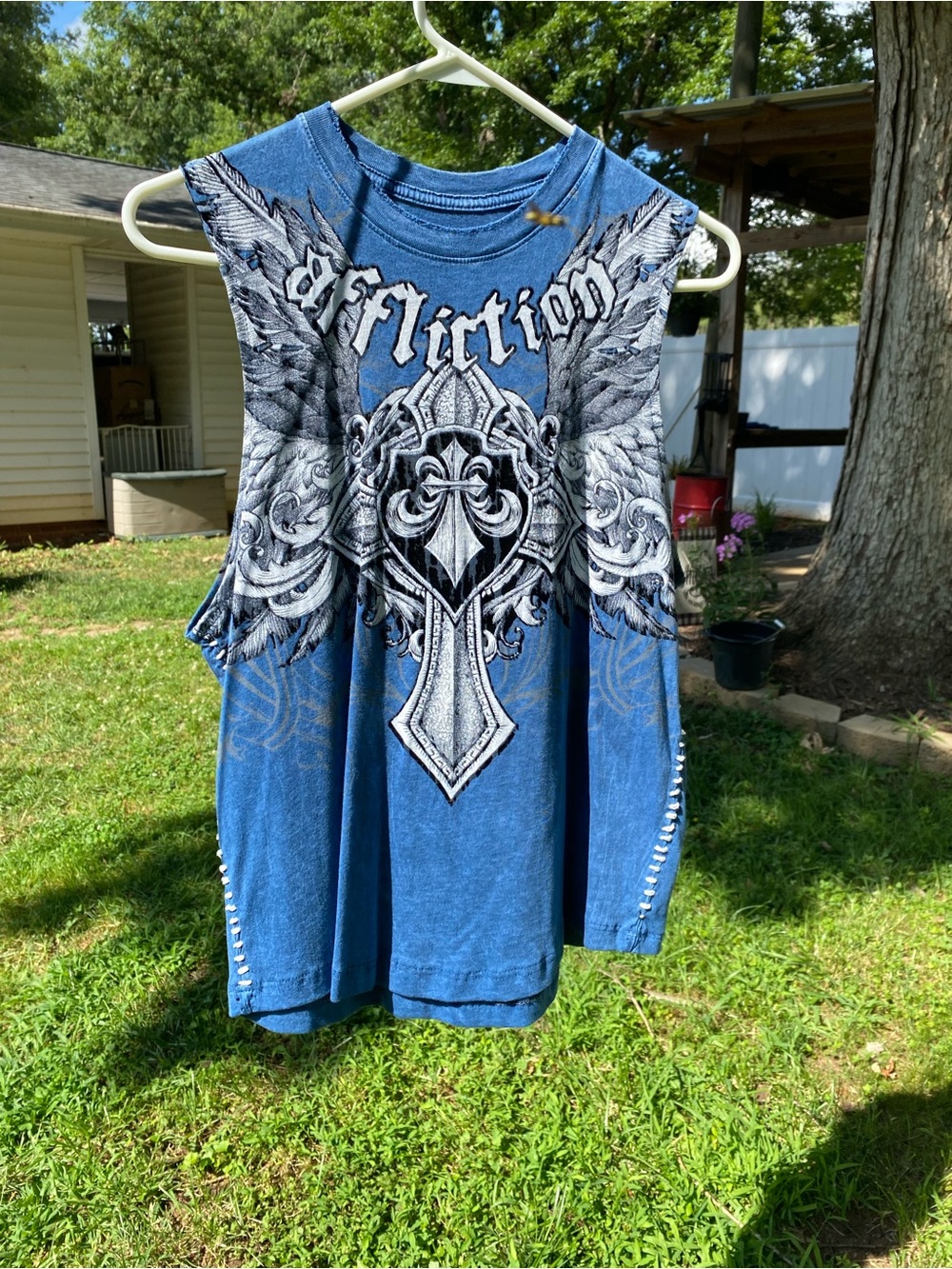 Affliction Blue Winged Cross Graphic Tee